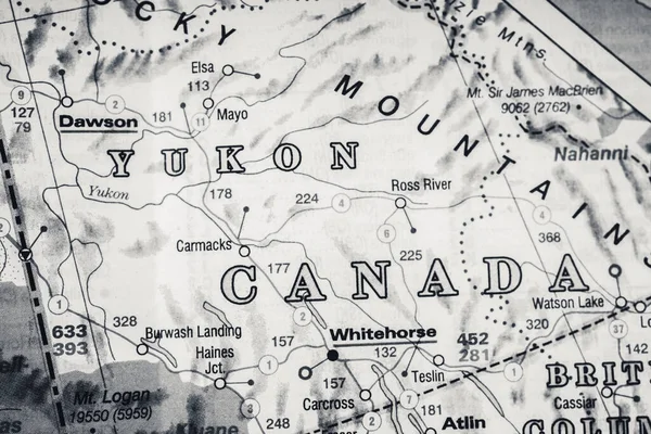 ユーコンカナダ地図の背景 — ストック写真