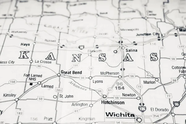 Kansas Eua Mapa Fundo — Fotografia de Stock