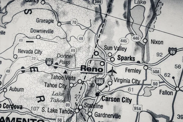 Reno Auf Der Karte — Stockfoto