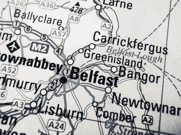 Belfast Mapa Europa — Fotografia de Stock