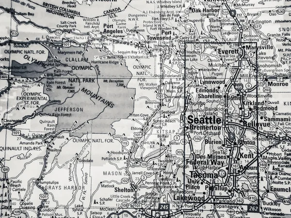Seattle Mapa Dos Eua — Fotografia de Stock