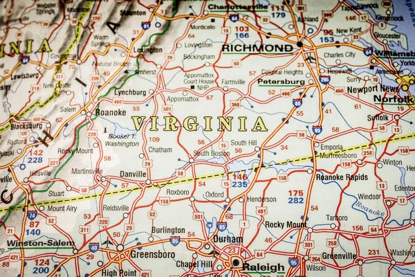 Virginia Auf Der Usa Karte Reisehintergrund — Stockfoto