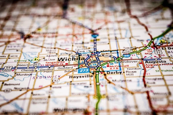 Wichita Usa Mapa Cestovní Zázemí — Stock fotografie