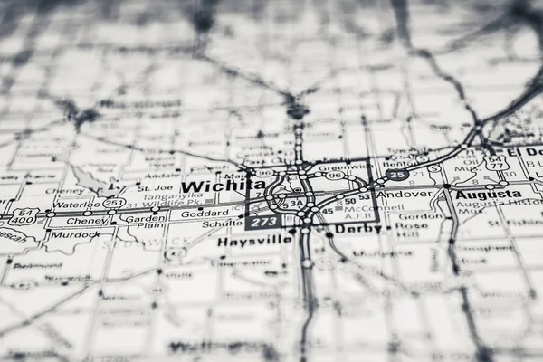 Wichita Usa Mapa Fondo Viaje — Foto de Stock