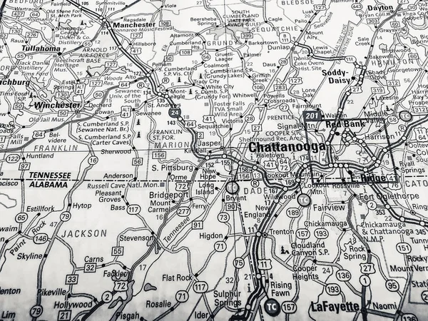 Chatanooga Mapa Eeuu —  Fotos de Stock