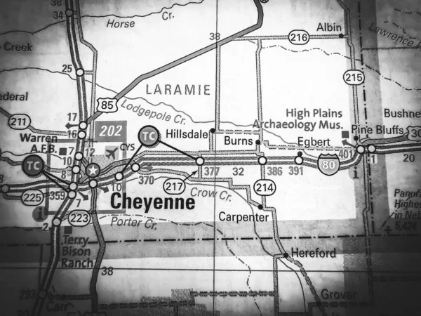 Cheyenne Estados Unidos Mapa — Foto de Stock