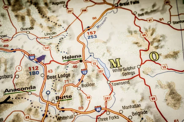 Montana State Auf Der Karte — Stockfoto