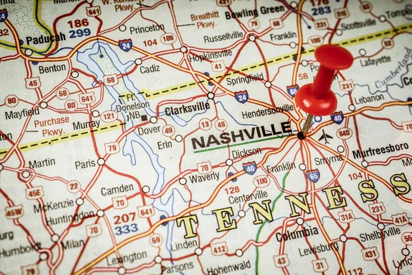 Nashville on usa map background