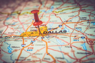 Dallas ABD haritası seyahat geçmişi