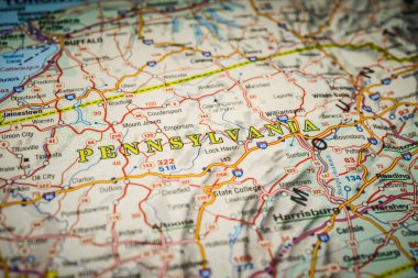 Pensylvania state on USA map clipart