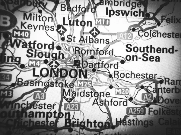 Londres Sobre Mapa Europa — Fotografia de Stock
