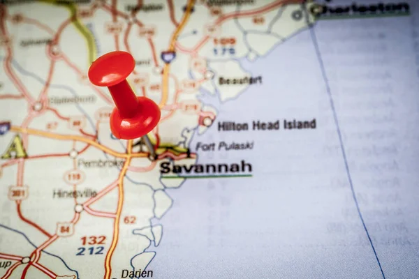 Savannah Usa Map Travel Background — Stock Photo, Image