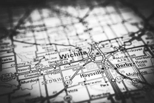 Wichita Usa Mapa Cestovní Zázemí — Stock fotografie