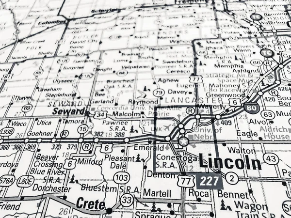Lincoln Auf Der Karte Der Usa — Stockfoto