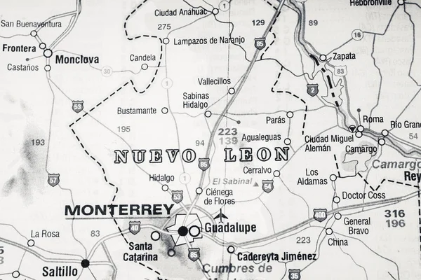 Monterrey Pada Peta Amerika Serikat Latar Belakang Perjalanan — Stok Foto