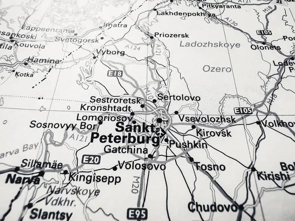 Sankt Peterburg Sobre Mapa Europa — Fotografia de Stock