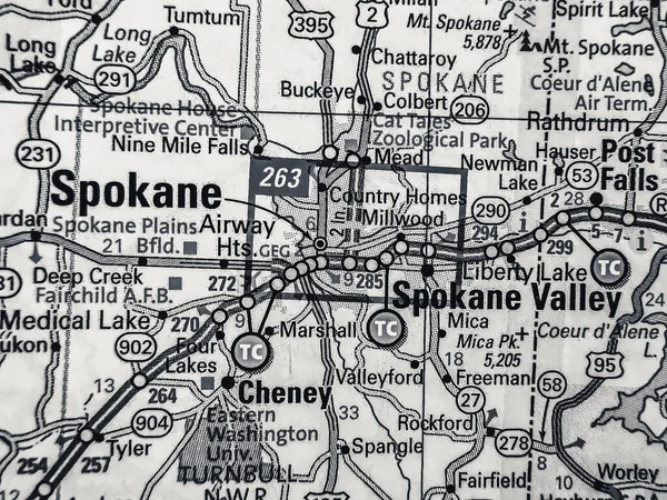Spokane Estados Unidos Mapa — Foto de Stock