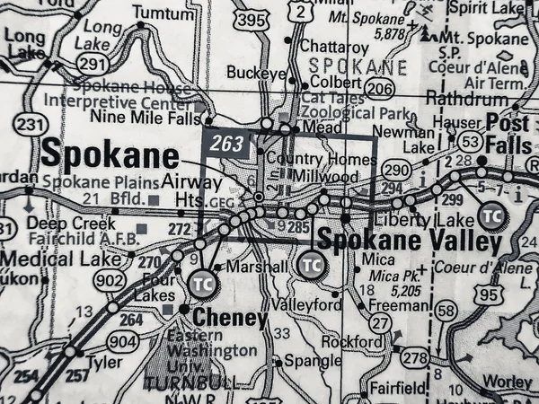 Spokane Mapie Usa — Zdjęcie stockowe