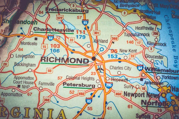 Richmond Auf Der Karte Reisehintergrund — Stockfoto