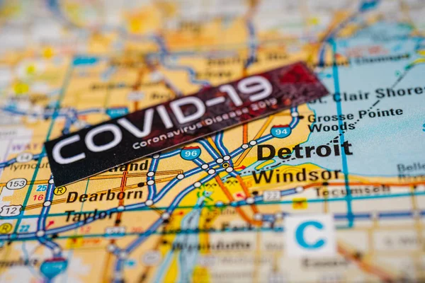 Detroit Coronavirus Covid Karantina Geçmişi — Stok fotoğraf