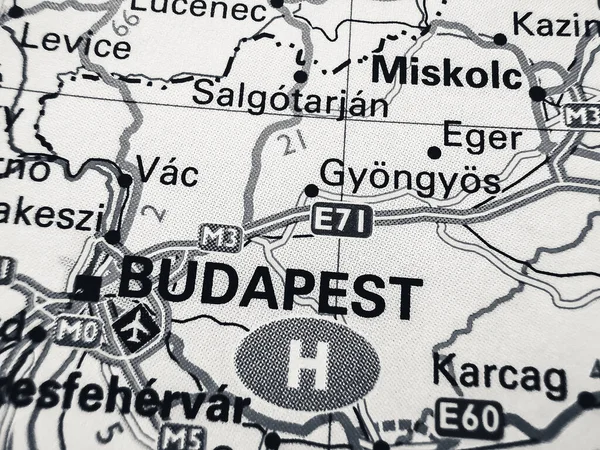 Budapeste Sobre Mapa Europa — Fotografia de Stock