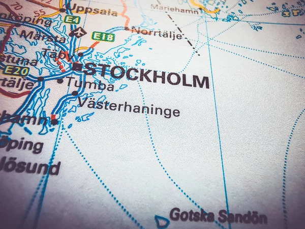 Stockholm Road Map Europe — Stock Photo, Image