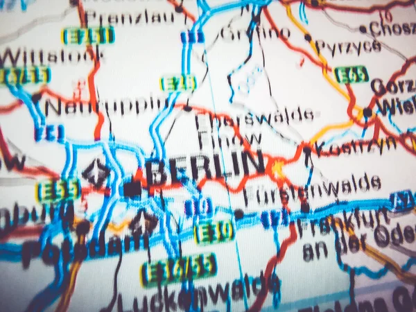 Berlin on a road map of Europe