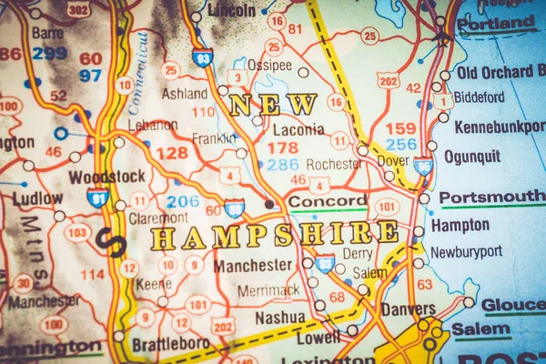 New Hampshire Sulla Mappa Degli Stati Uniti — Foto Stock