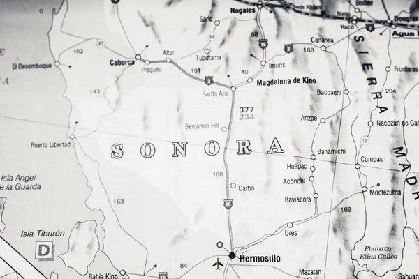Sonora Mexico map travel background