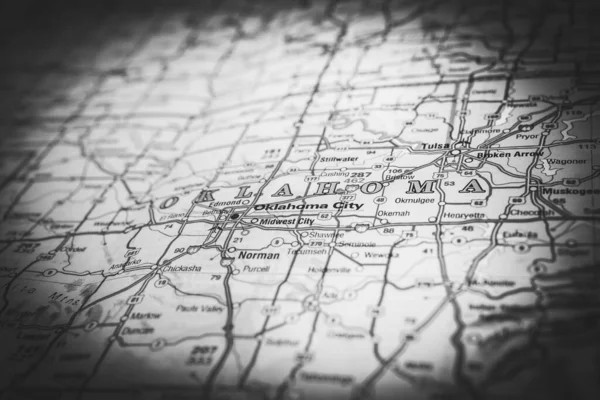 Oklahoma Mapie Podróży Tle — Zdjęcie stockowe