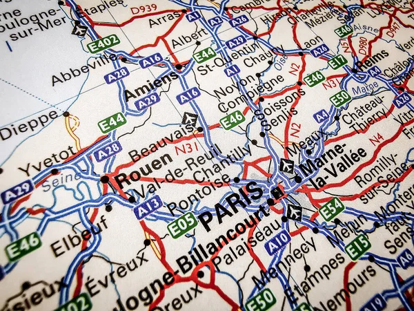 Paris Road Map Europe — Stock Photo, Image