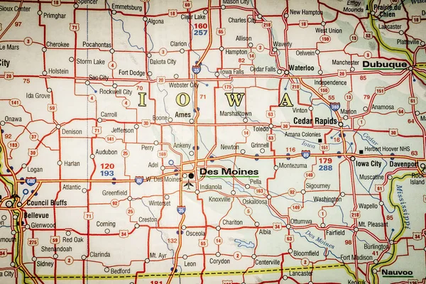 地図上のアイオワ州 — ストック写真