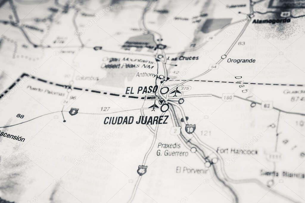 El Paso Mexico map background