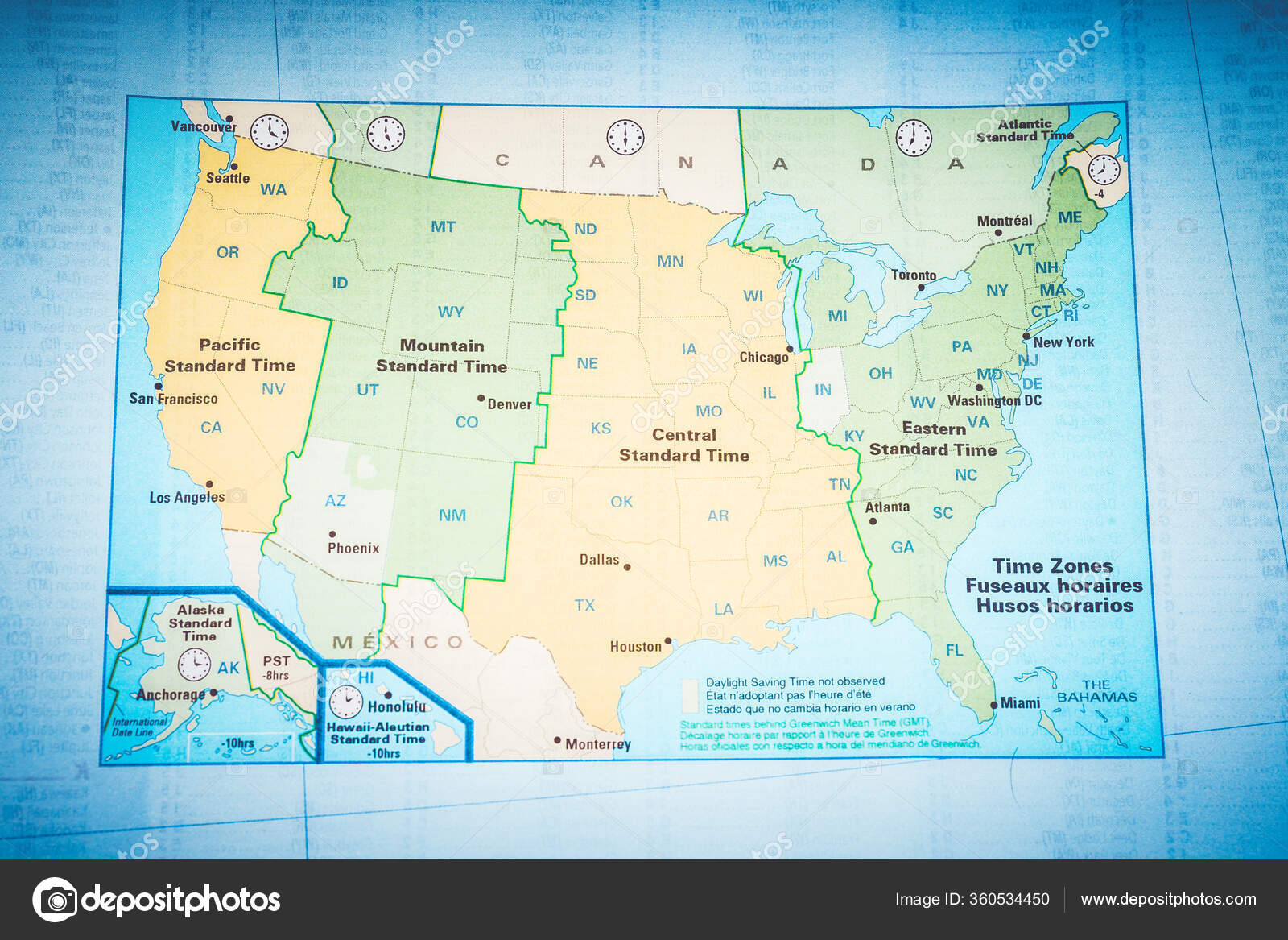 Usa Map With Time Zones - Depositphotos 360534450 Stock Photo Map Usa Time Zone Background