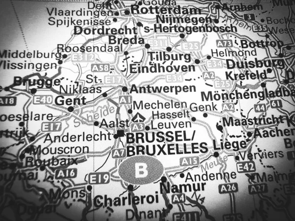 Brussel Cestovní Mapě Evropy — Stock fotografie