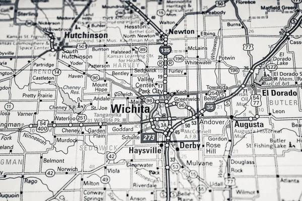 Wichita Usa Mapa Tło Podróży — Zdjęcie stockowe