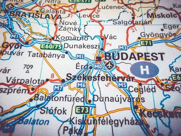 Budapeste Sobre Mapa Europa — Fotografia de Stock