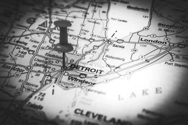 Detroit Mapě Usa — Stock fotografie