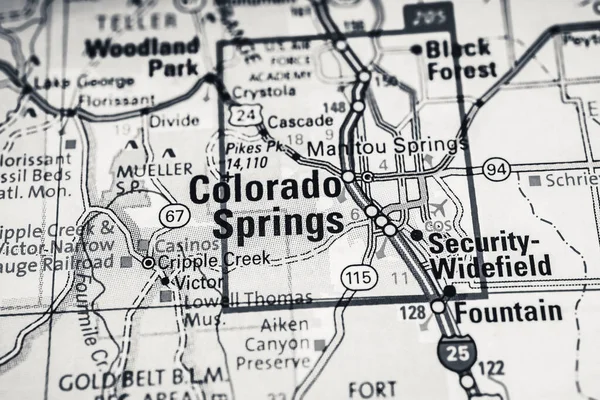 Colorado Springs Usa Mapa Fondo Viaje —  Fotos de Stock