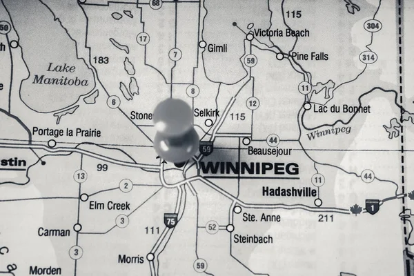 Winnipeg Sulla Mappa — Foto Stock