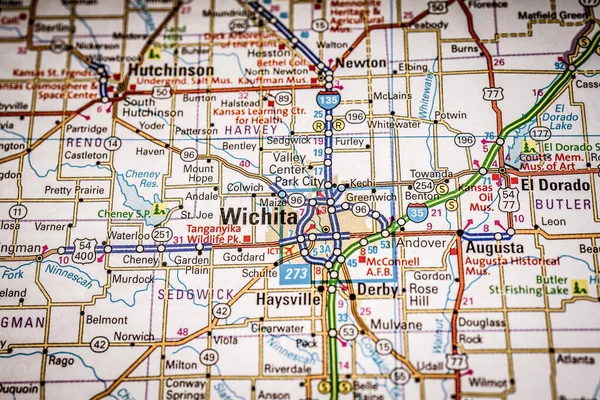 Wichita Eua Mapa Viagem Fundo — Fotografia de Stock