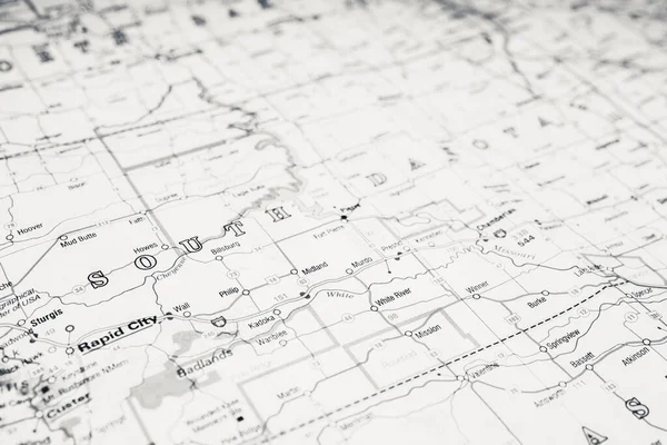 Stato Del Dakota Del Sud Sulla Mappa — Foto Stock