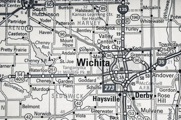 Wichita Usa Χάρτη Ταξιδιωτικό Υπόβαθρο — Φωτογραφία Αρχείου