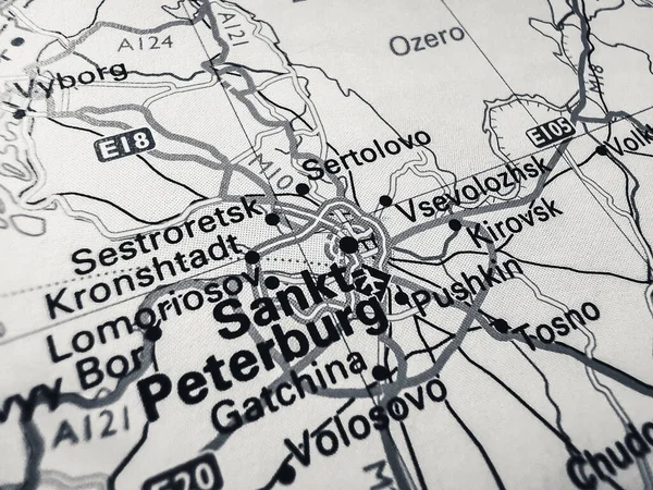 Sankt Peterburg Sobre Mapa Europa — Fotografia de Stock