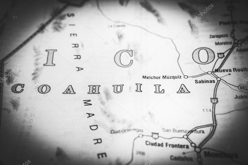 Coahuila Mexico map travel background