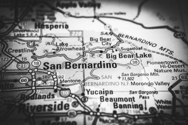 San Bernardino Usa Mapa Fondo Viaje — Foto de Stock
