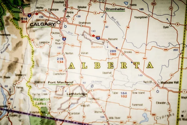 Stato Alberta Sulla Mappa — Foto Stock