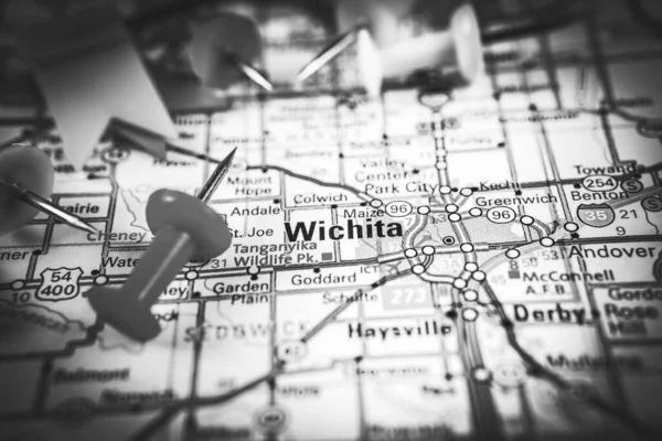 Wichita Usa Mapa Fondo Viaje — Foto de Stock