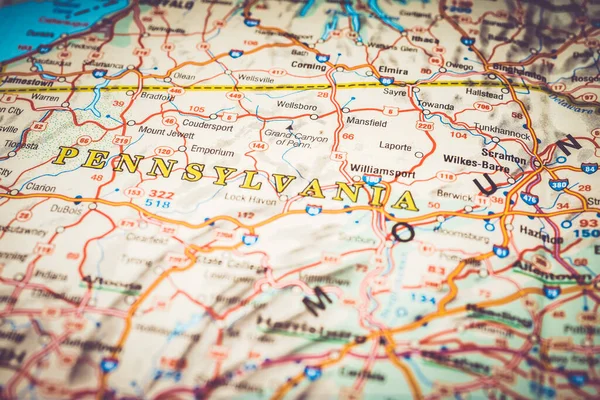 Pennsylvania Sulla Mappa — Foto Stock