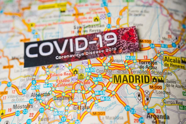 Madrid Coronavirus Covid Karantän Bakgrund — Stockfoto